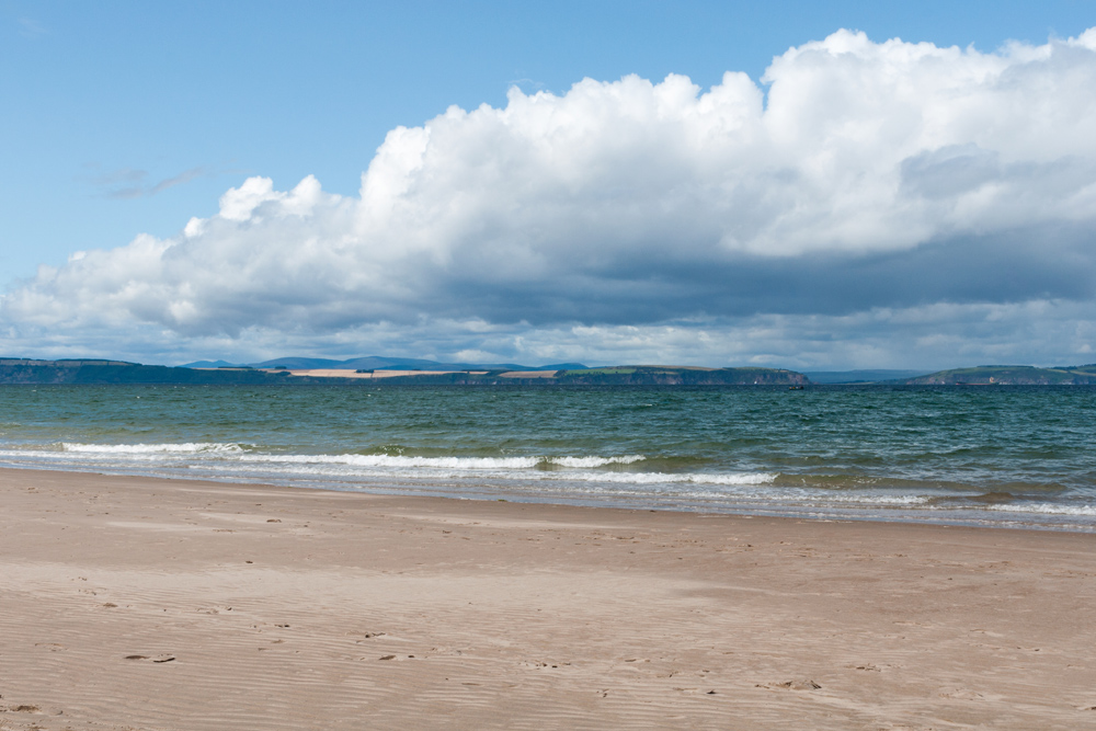 Wide sandy beach at Nairn in Scotland