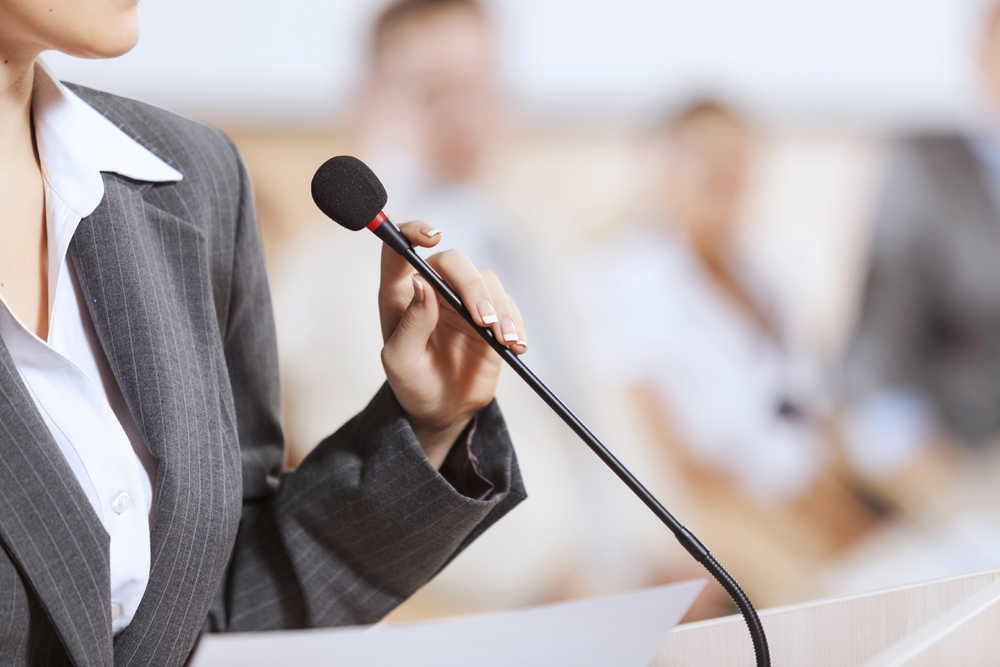 Speaker at a business conference