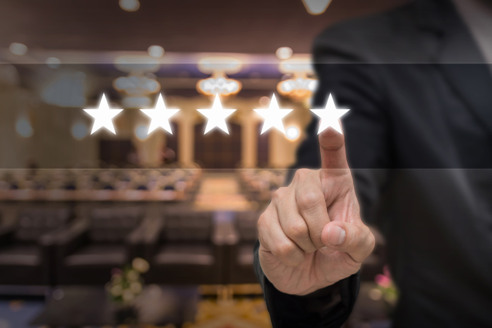 Business delegate giving 5 star feedback