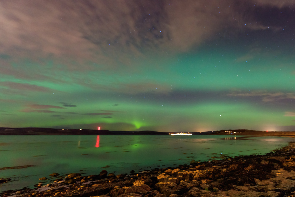 Aurora Borealis seen in northern Scotland near Inverness