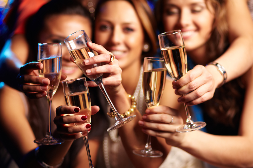 Group of women drinking Champagne at a hen party