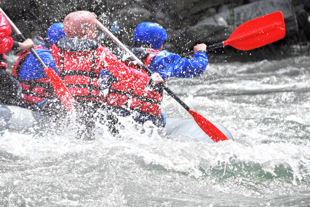 A group on a white water rafting activity