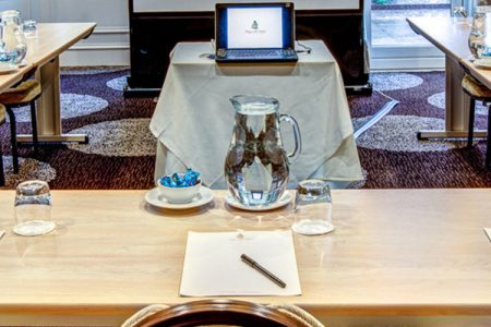 Tables set up for a meeting at Kingsmills Hotel