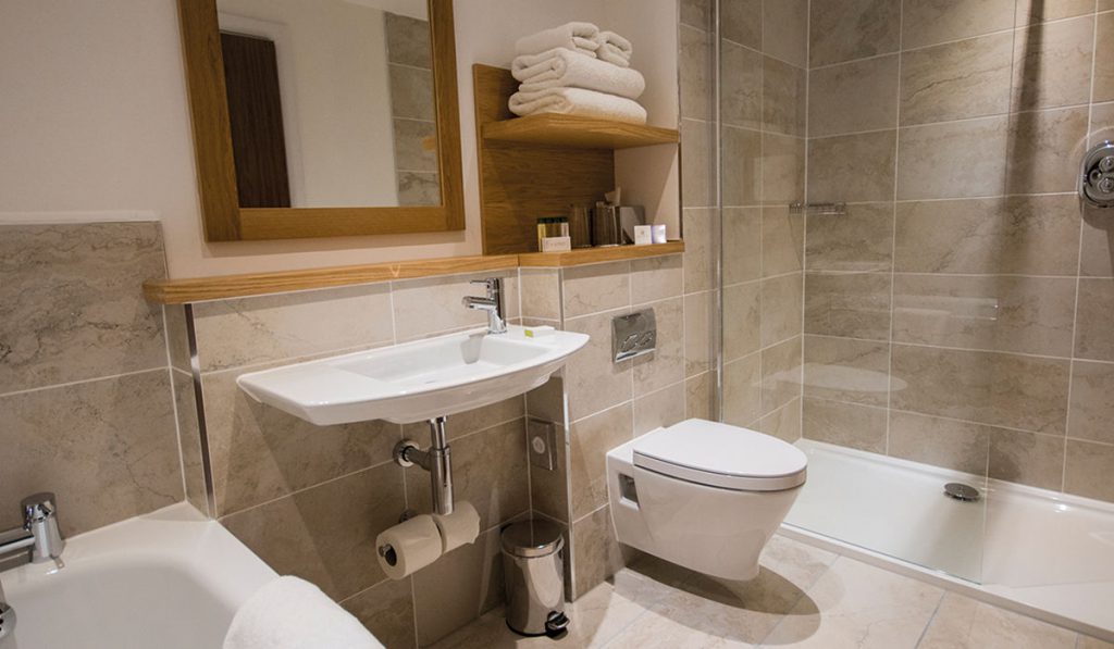 The bathroom in a luxury room at Kingsmills Hotel, Inverness