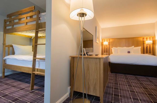 Bunk bed room and double bedroom in a family room in the Kingsmills Hotel in Inverness