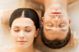 A couple in a spa