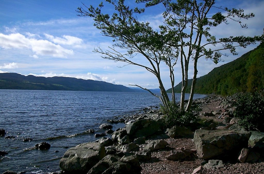 The banks of Loch Ness in Scotland near Kingsmills Hotel, Inverness.