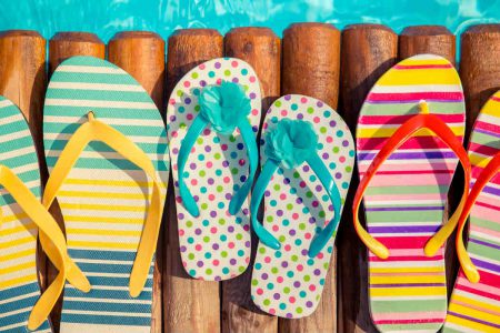 Flip flop sandals for a family on holiday
