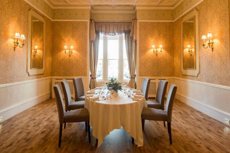 The Macleod Room set up for a meal at Kingsmills Hotel, Inverness