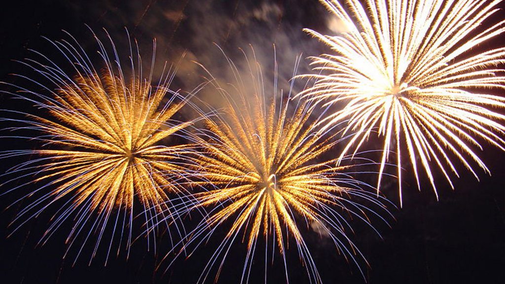 Fireworks at Hogmanay near Kingsmills Hotel, Inverness