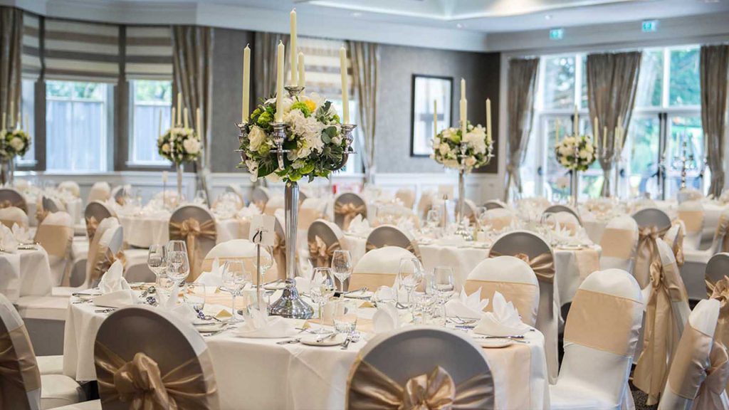 A wedding dinner set up at Kingsmills Hotel, Inverness