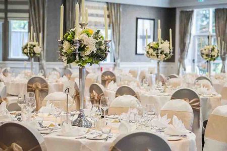 A room set out for a wedding breakfast at Kingsmills Hotel, Inverness
