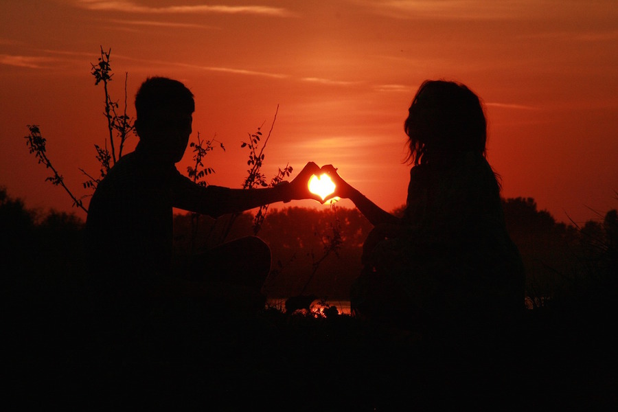 Couple watching sunset