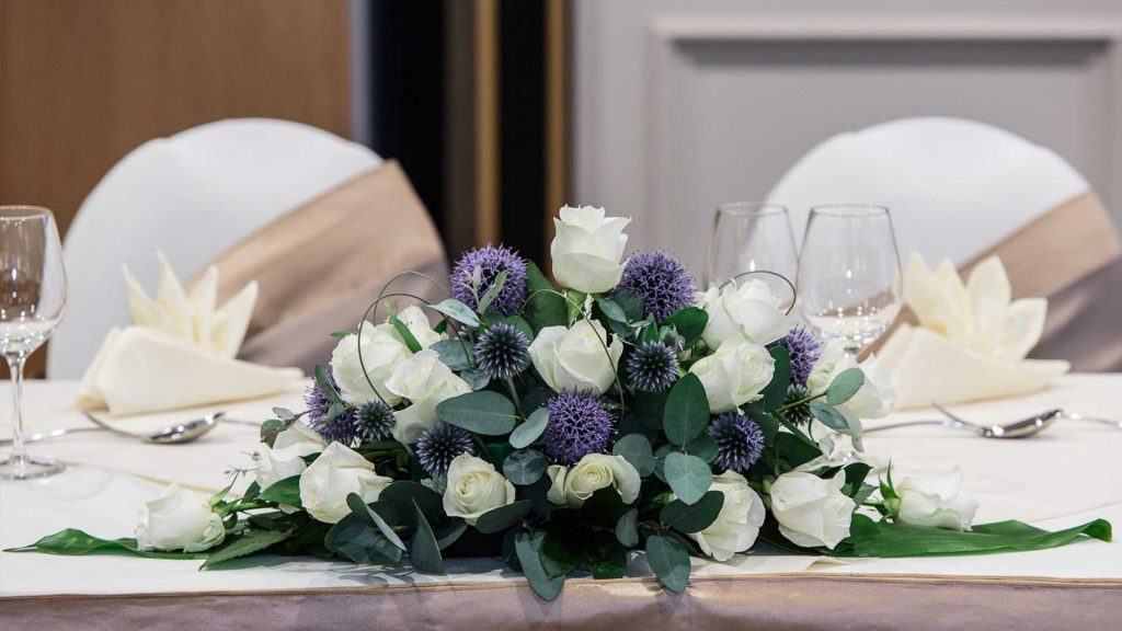 Culcabock Suite ready for a wedding reception at the Kingsmills Hotel, Inverness