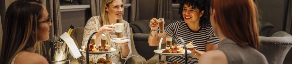 Four Girls having a spa afternoon tea