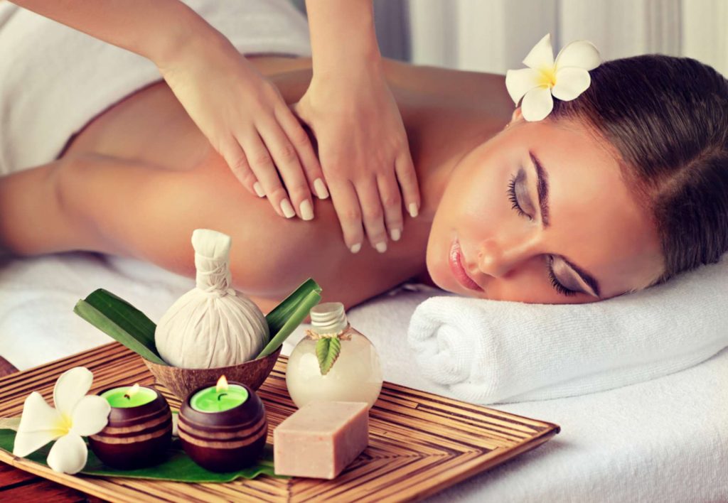 Lady having a spa massage