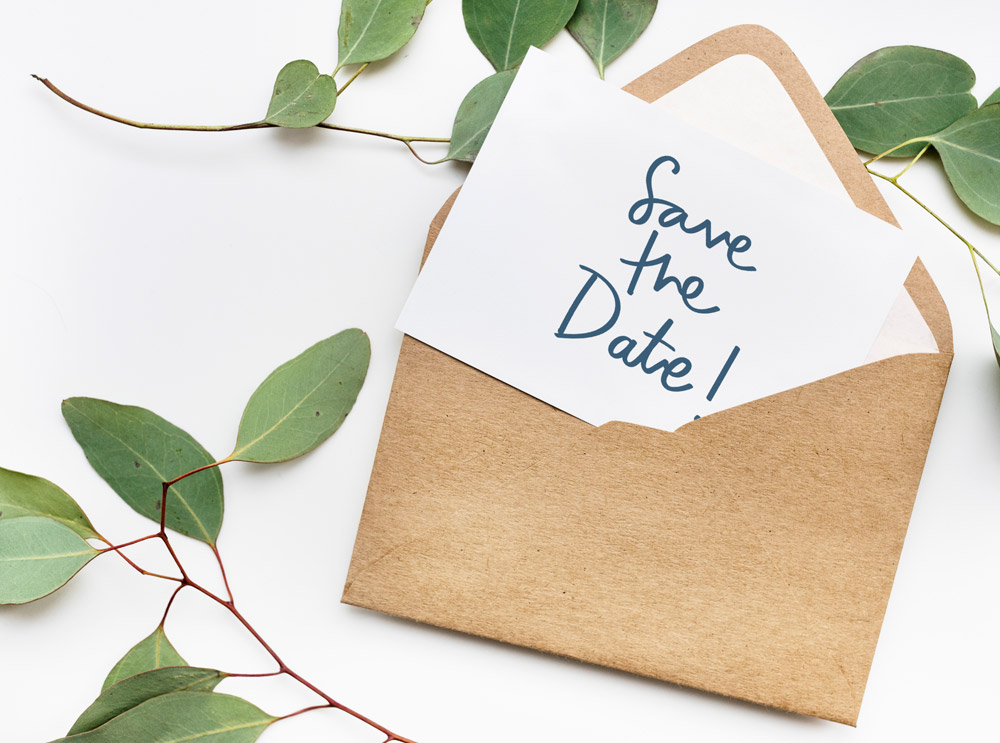 Save the date card in an envelope