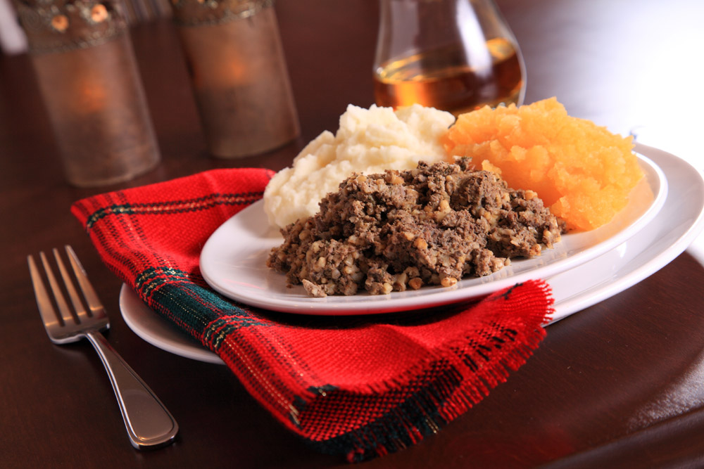 Haggis neeps and tatties served at a Burns Supper