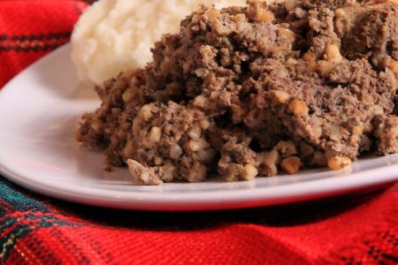 Haggis neeps and tatties served at a Burns Supper
