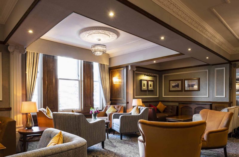 The reception lounge seating area in the Kingmills Hotel