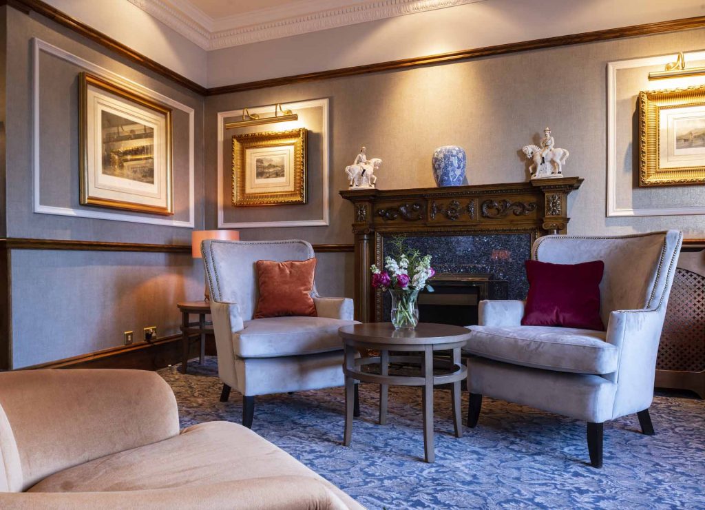 A seating area in the reception lounge at Kingsmills Hotel