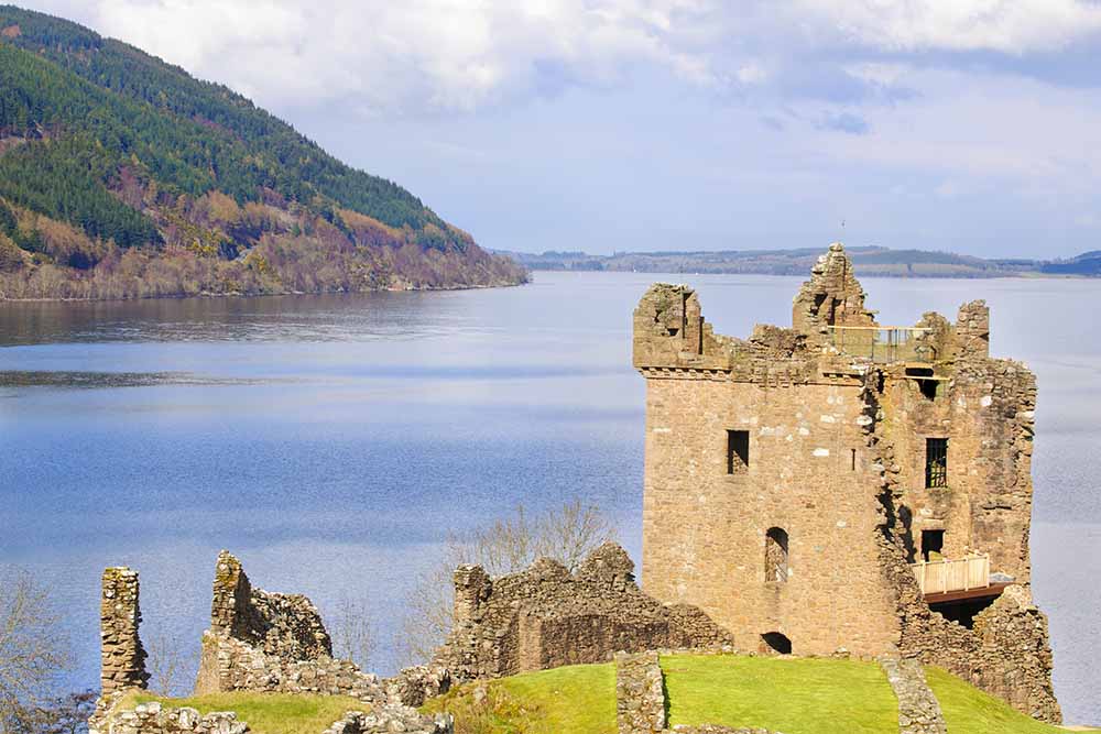 Urquhart Castle on the banks of Loch Ness