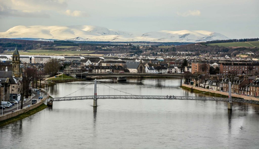 City scene of Inverness in winter