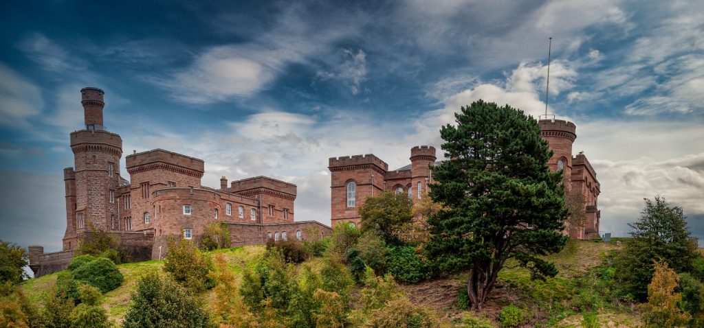 A close up view of Inverness Castle in Scotland