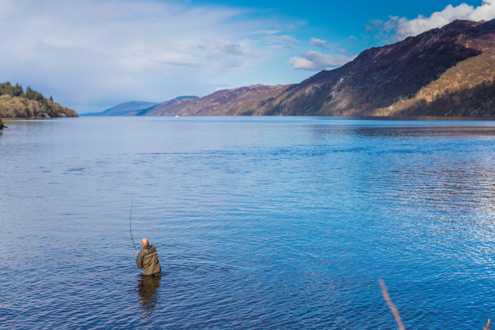 Man fishing in the south end of Loch Ness