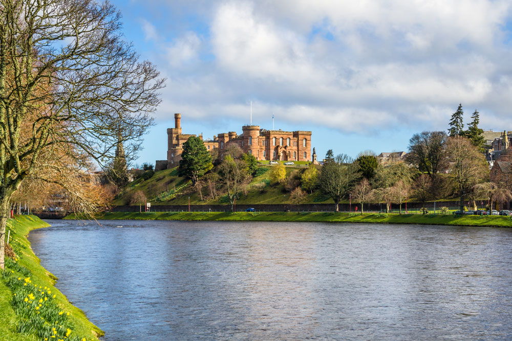 Inverness Castle and the River Ness on a winter's day