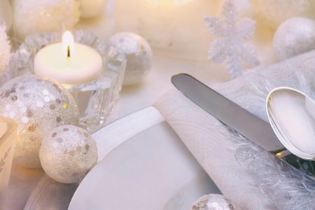 Table set for a festive party or winter wedding