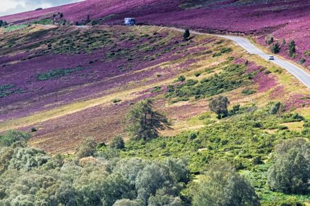 Picturesque road in Scottish Highlands, Cairngorms National Park near Lecht Ski Resort, Scotland