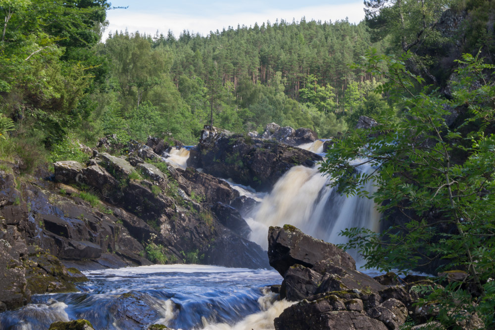 Rogie Falls waterfall in the Scottish Highlands