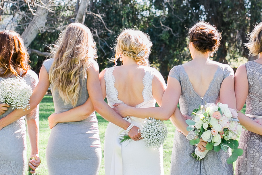 Different colours and styles of bridesmaid dress