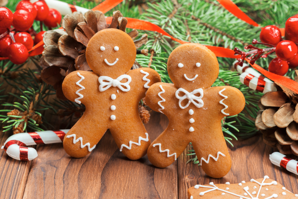 Christmas gingerbread men with white icing