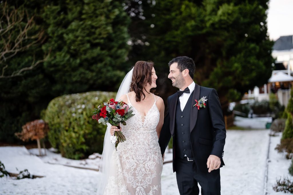 Winter Wedding Bride and Groom - credit AndyTaylorPhoto