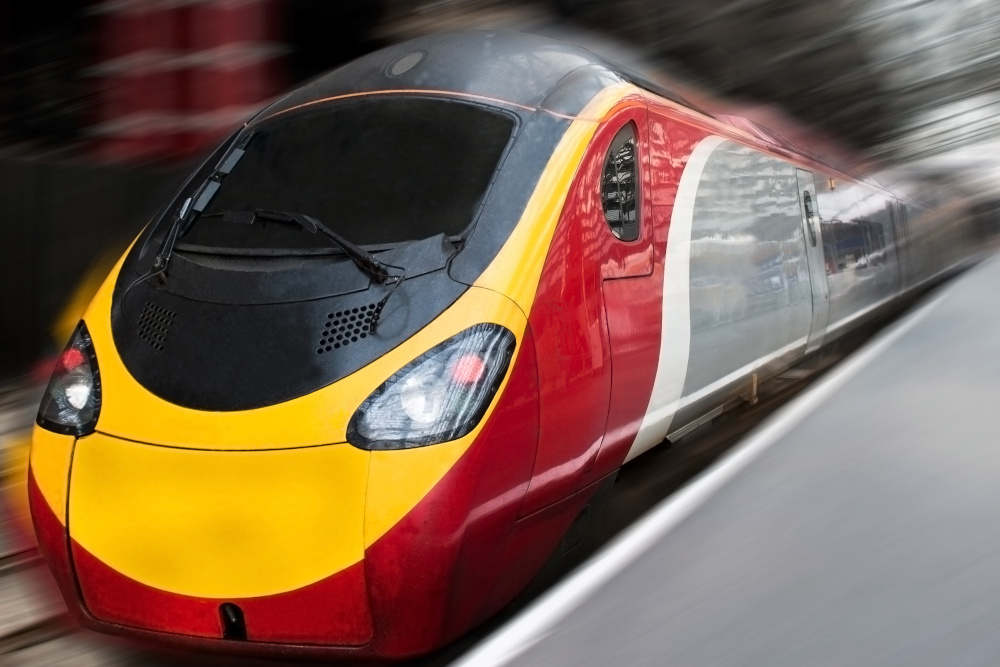 Train at station, with motion blur