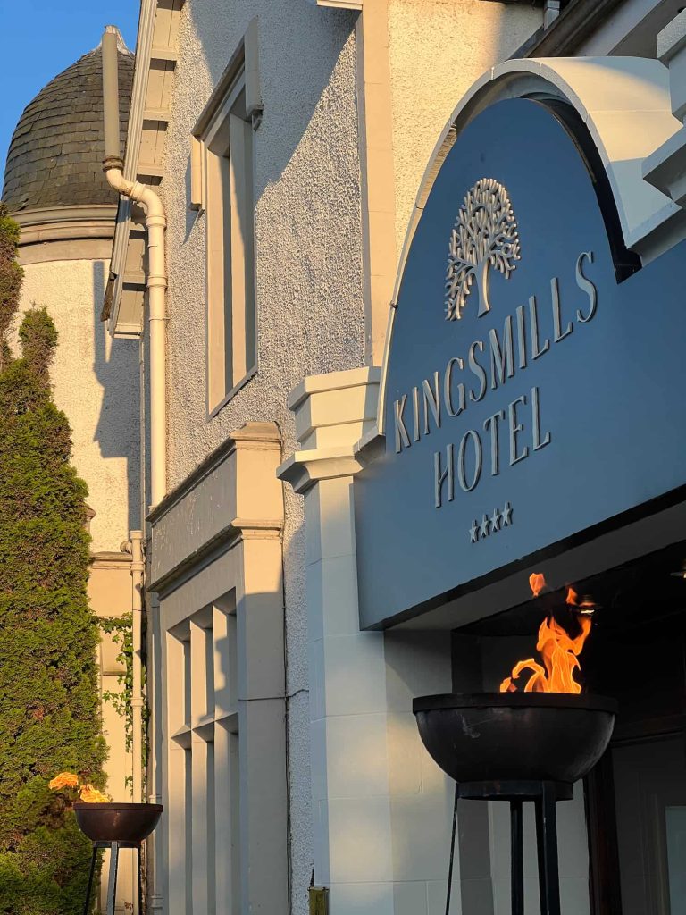 Kingsmills Hotel signs with flame towers for an event