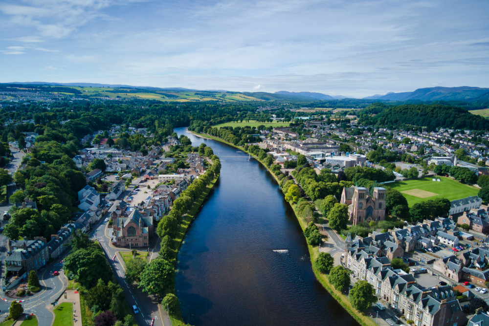 Aerial shot of Inverness and the River Ness