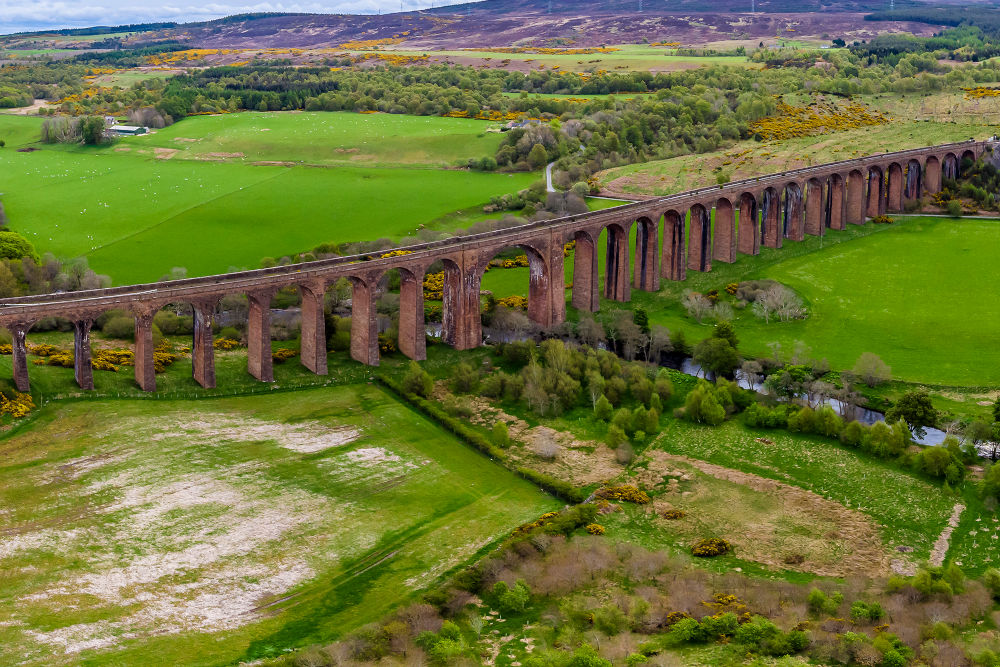 Aerial view of the Culloden Viaduct near Inverness