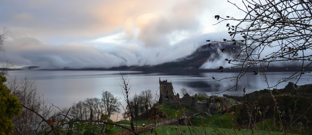 Loch Ness winter mist rolling down the hills.