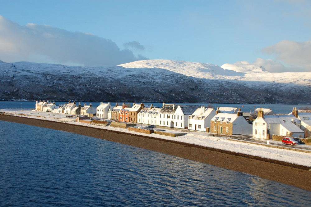 Row of houses in Ullapool Highland fishing village