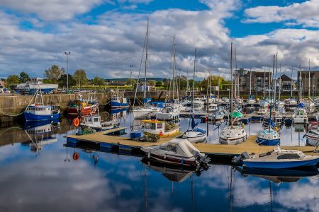 A panorama view across the harbour at Nairn