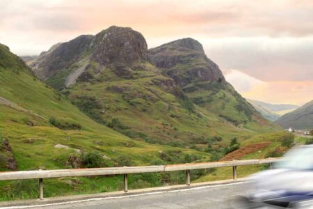 A car driving in Glencoe.
