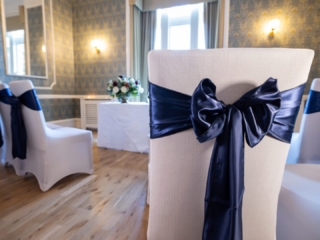 Macleod Room Ceremony Room at The Kingsmills Hotel with Chair Covers and Sashes from Evas Covers