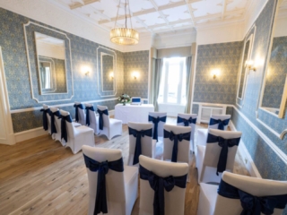 Macleod Room Ceremony Room at The Kingsmills Hotel with Chair Covers and Sashes from Evas Covers