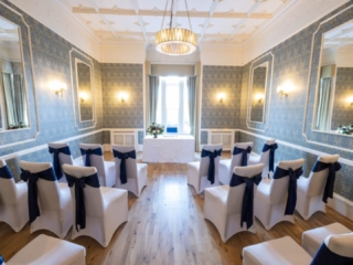 Macleod Room Ceremony Room at The Kingsmills Hotel with Chair Covers and Sashes from Evas Covers