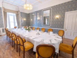 Dinner in the Macleod Room on one oval table for weddings and celebrations