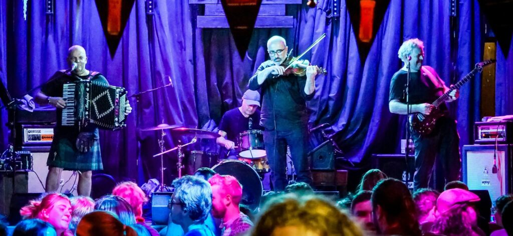 The Big Shoogle Ceilidh Band who are well versed in playing Hogmanay and New Year parties. This year hosting Kingsmills's party