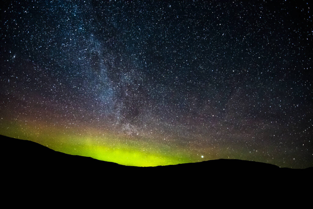 Stars and Northern Lights in the Scottish Highlands